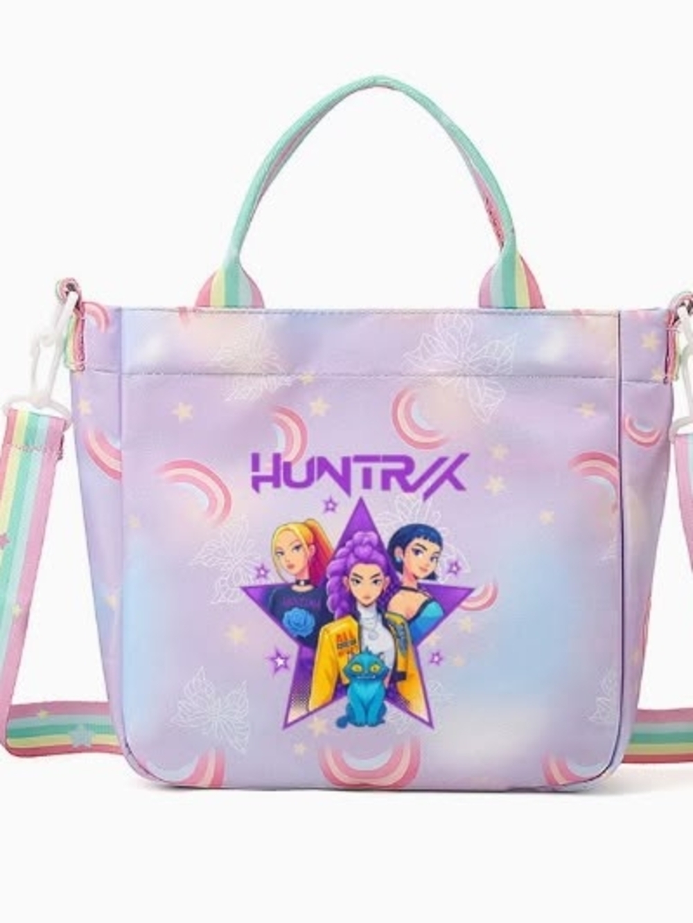 Kids Purple Rainbow Tote Bag with Characters